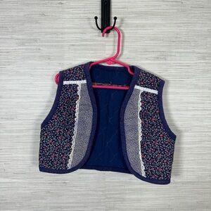 Girl’s Open Navy Blue Floral Vest Unsized